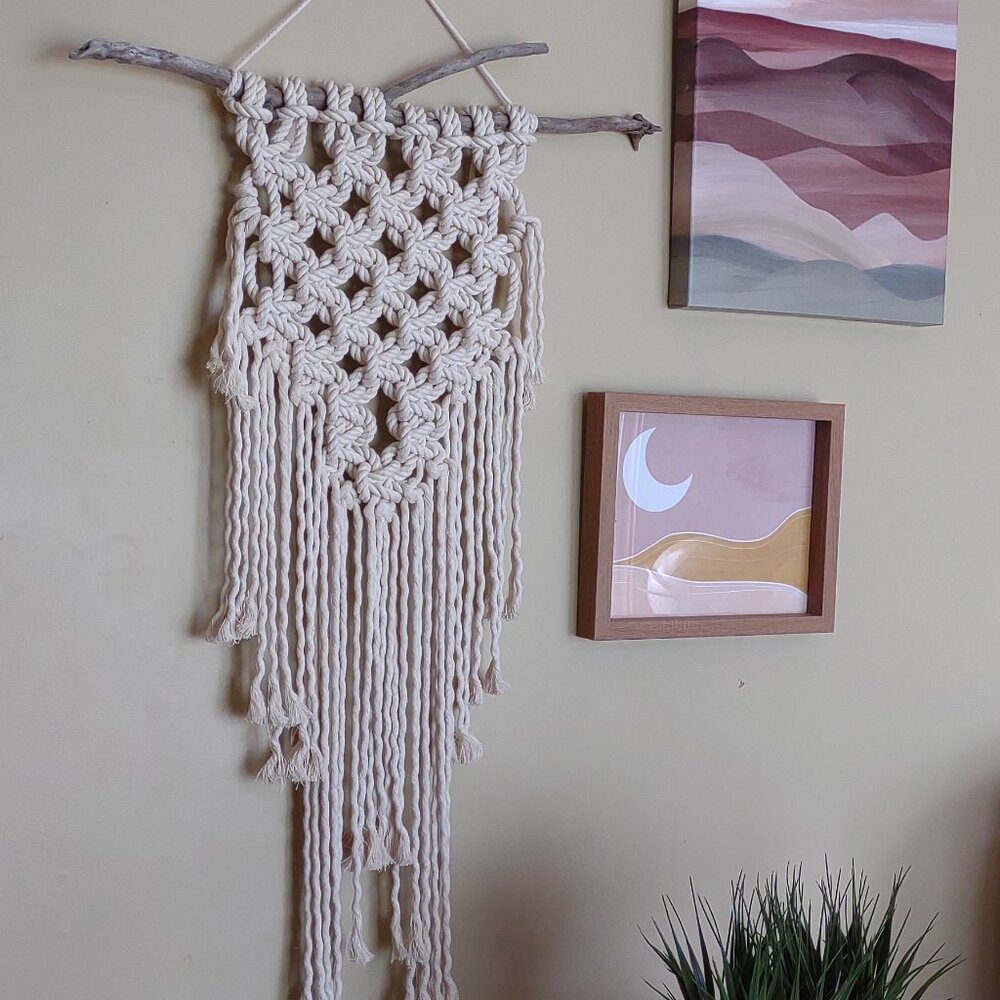 NEW! Natural Macrame + Michigan Driftwood Wall Hanging Home Decor One-of-a-Kind